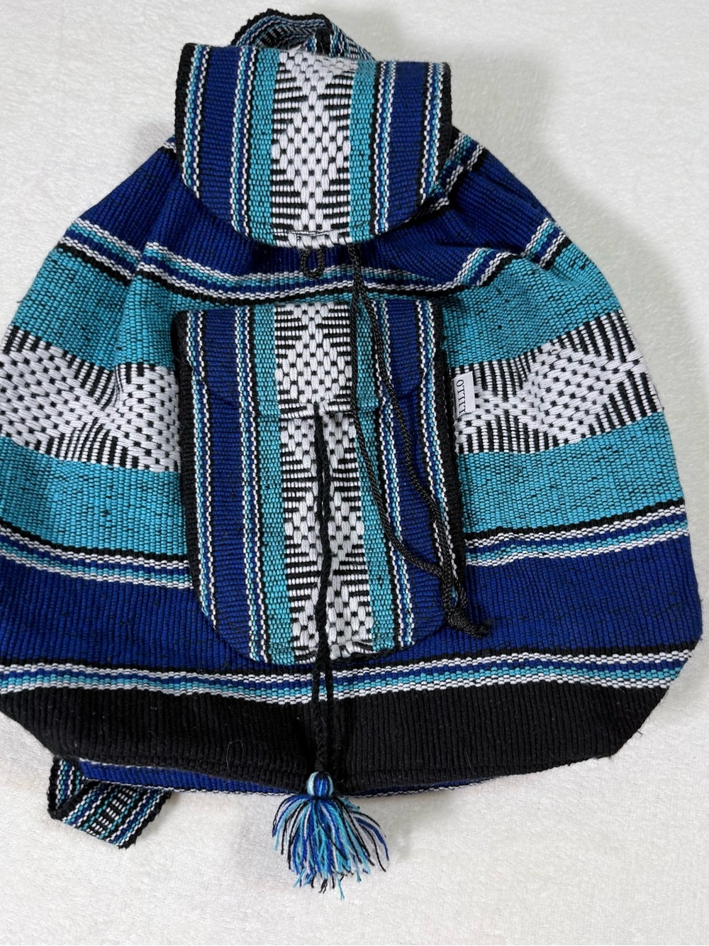 Lillo - Blue & Teal Woven Drawstring Closure Backpack